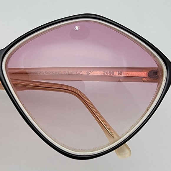 Balenciaga 2406 Black White Crystal Frame Pink Gradient Lens Sunglasses France - Picture 11 of 14